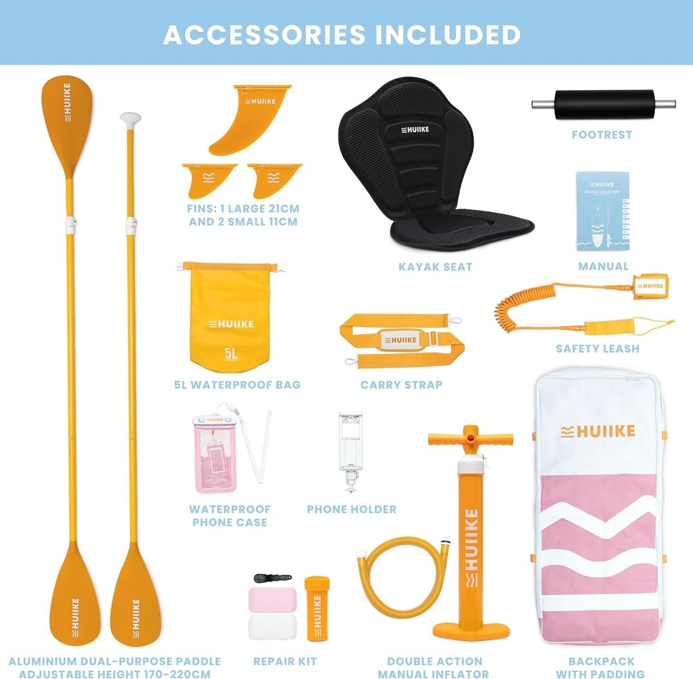 Durable Inflatable Paddle Board with Excellent Stability - Full Accessories Set
