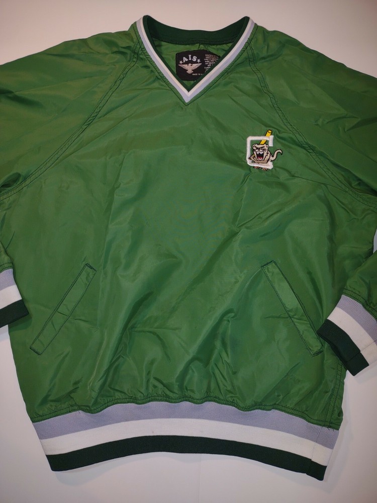 Vintage AIS Baseball Windbreaker Jacket Mens Medium Green Pullover Blazer