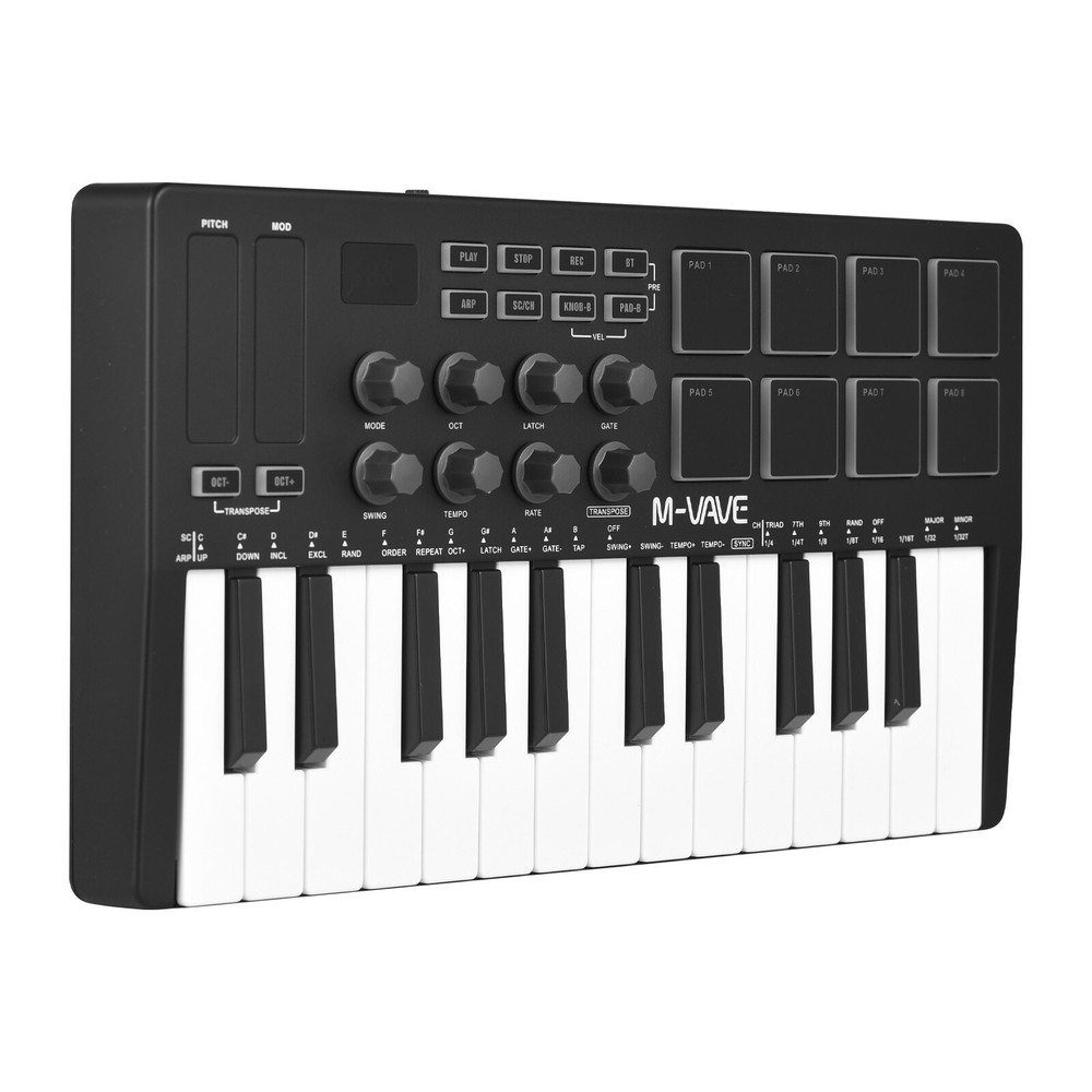 M-VAVE 25-Key USB MIDI Keyboard Controller with 8 Backlit Drum Pads 8 Knobs J0H1