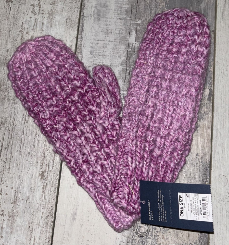 Universal Thread Knit Mittens - Pink - One Size - NEW