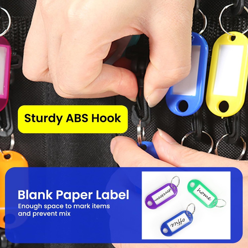 Zippered Key Case with Handle Key Organizer Waterproof 12 Key Hooks Tags