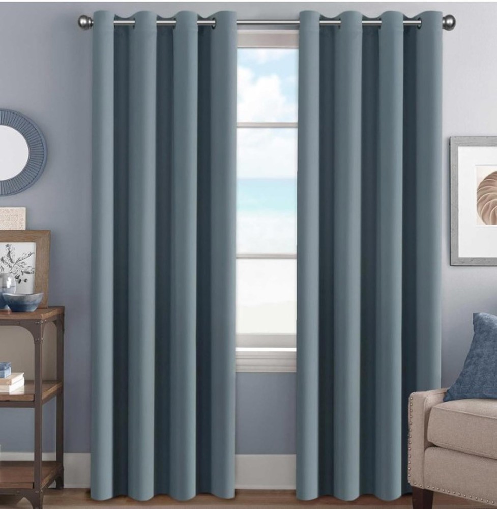 BLACKOUT SINGLE CURTAIN PANEL-52X84-GROMMET-STONE BLUE