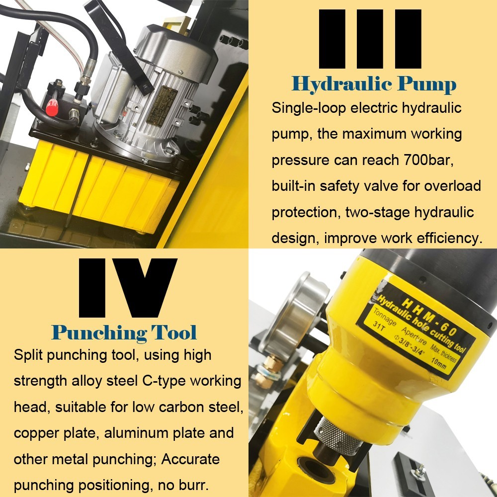 Electric Hydraulic Bus Processor Cutter/Bender/Hole Puncher Multi-function 110V