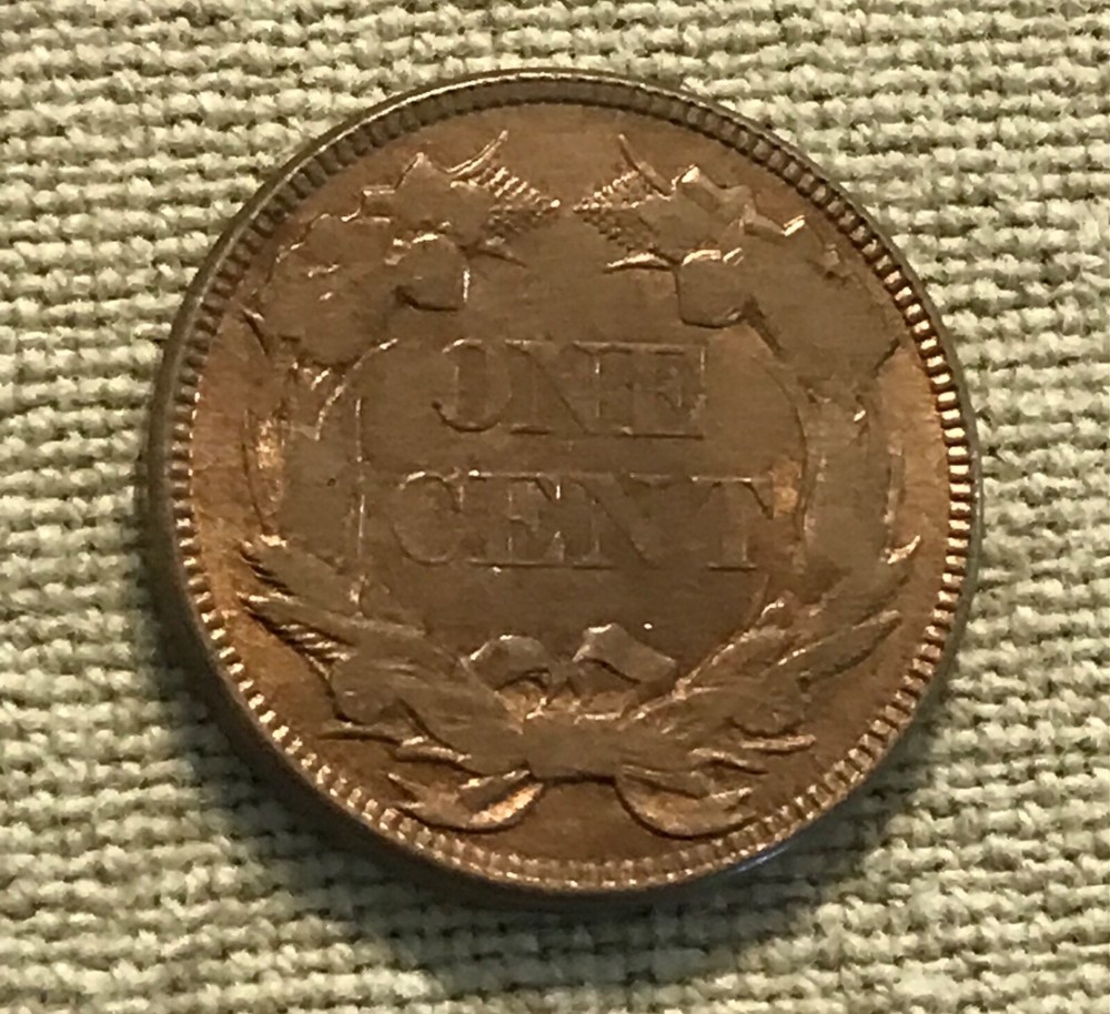 1857 Flying eagle cent , lustrous AU