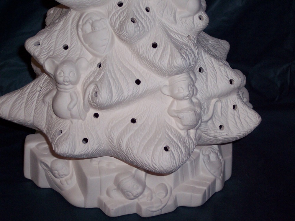 Ceramic Bisque Ready to Paint Mouse Tree with Light Kit
