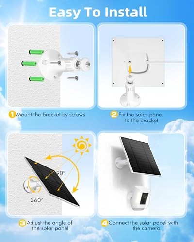 Solar Panel for Ring Camera Outdoor, Small Solar Panel Charger with USB White