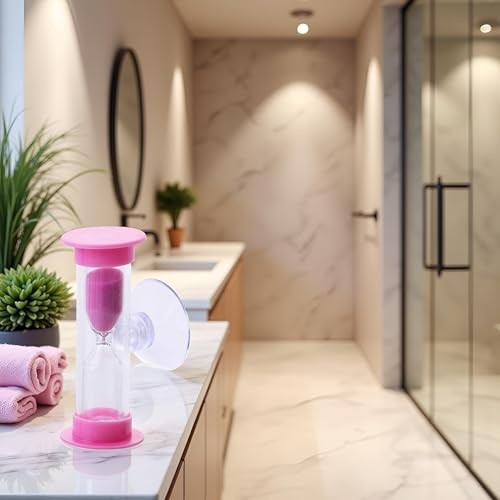 Pink 2/3 Minute Plastic Sand Timer Hourglass Sand Clock with Suction Cup Time