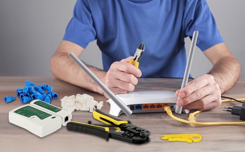 Multi-Function RJ45 Crimping Tool for Efficient Network Installation & Repair