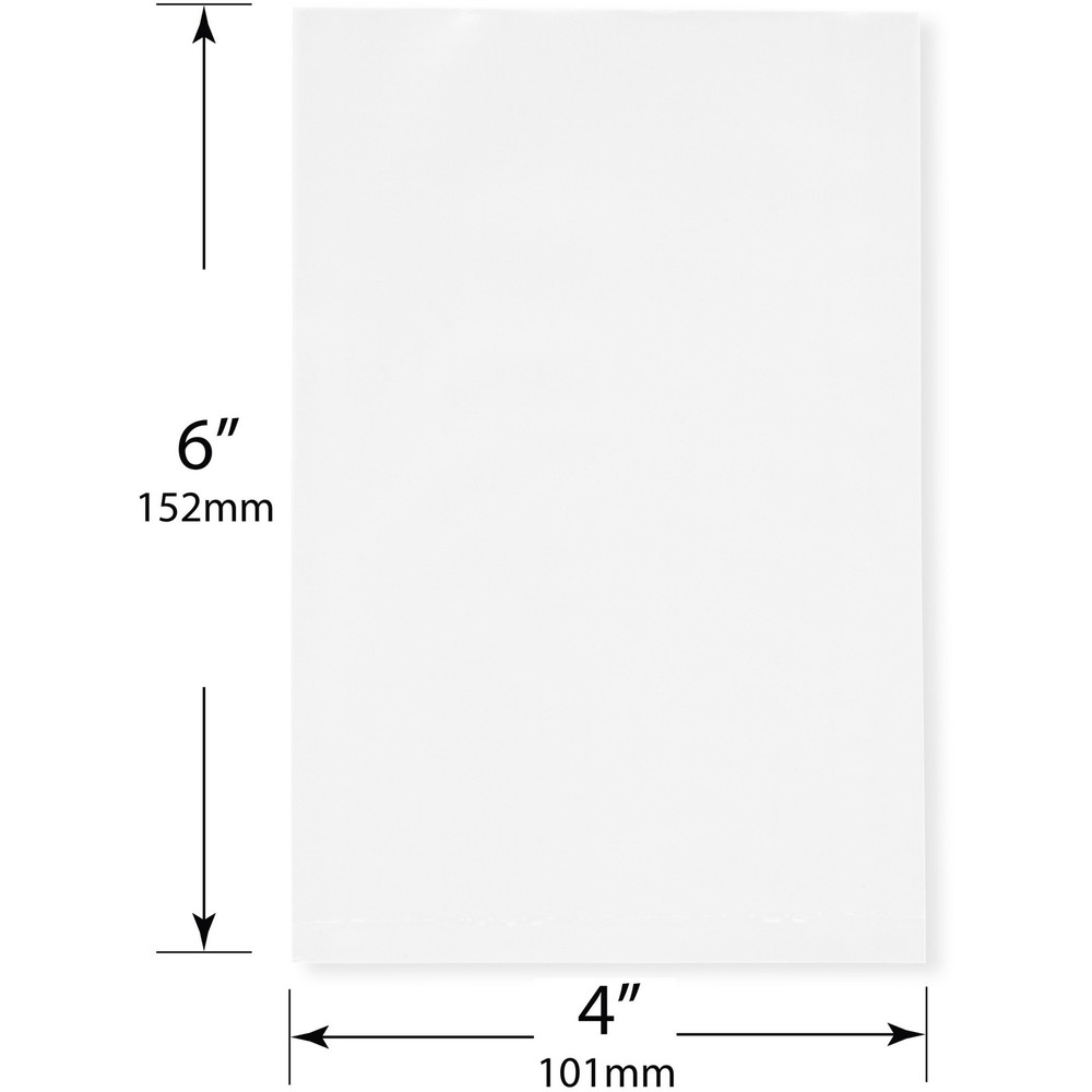 Plymor 4" x 6", White 2 Mil Flat Open Plastic Poly Bags