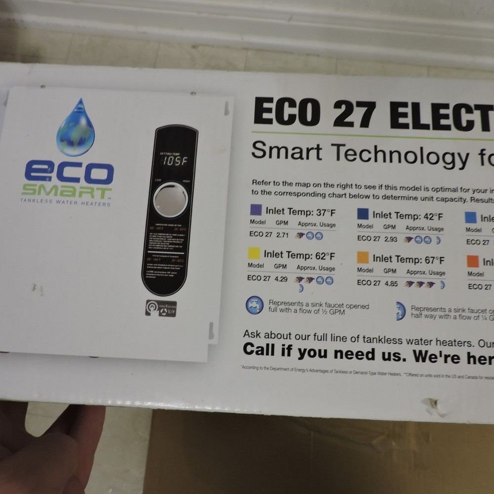 EcoSmart ECO 27 Electric Tankless Water Heater, 27 KW at 240 Volts, 112.5 Amps