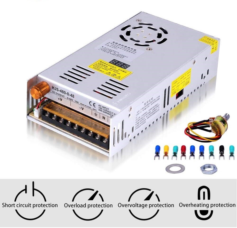 Adjustable DC Motor 24V 20A 48V 10A 60V 8A 480W Regulated Variable Power Supply