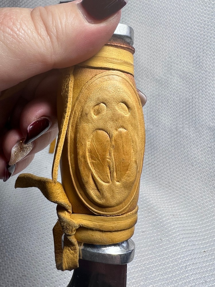 Fixed Blade Custom Handmade Leather Wrapped Handle And Tooled Leather Sheath