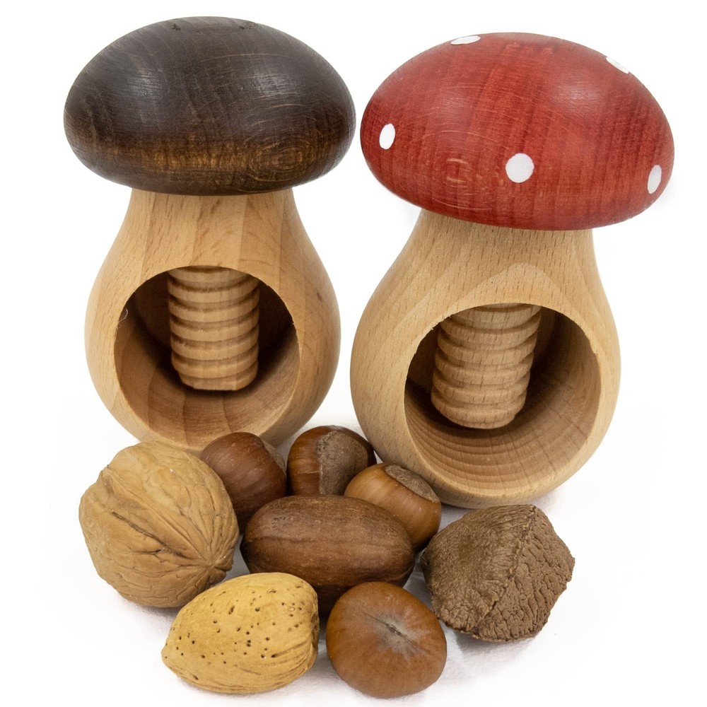 “Mushroom & Toadstool” Wooden Nutcracker Set of 2