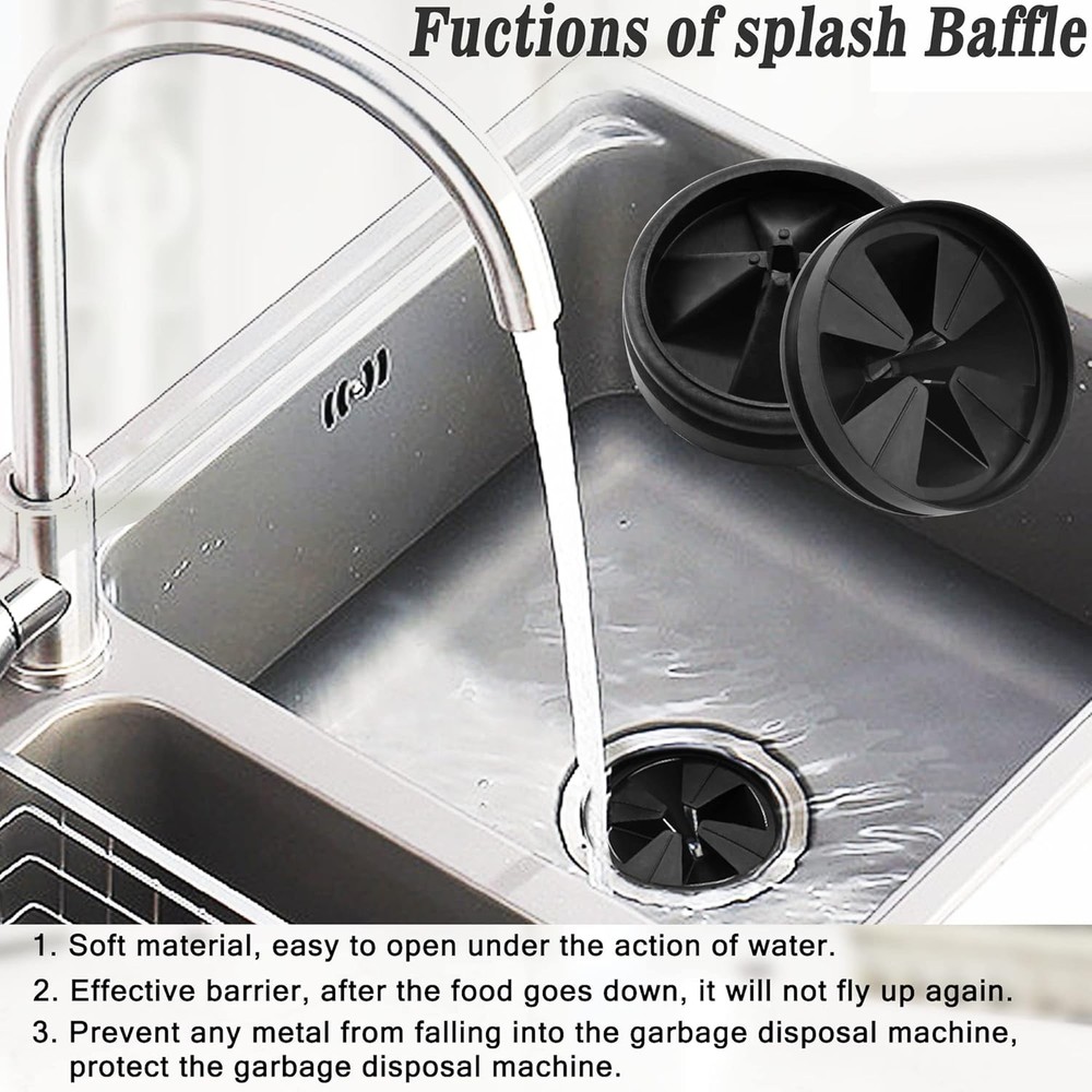 Garbage Disposal Splash Guards, 2-Pack Upgraded for InSinkErator Black 2 Pack