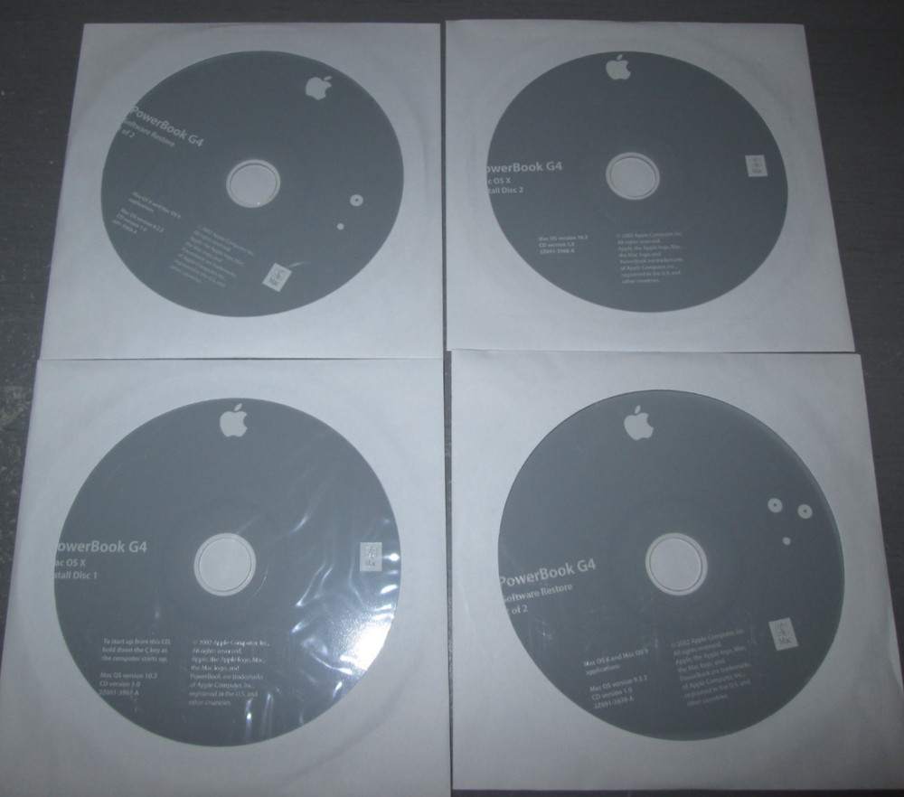 Apple Power Book GV Install Discs Software Restore 4 Discs Vintage
