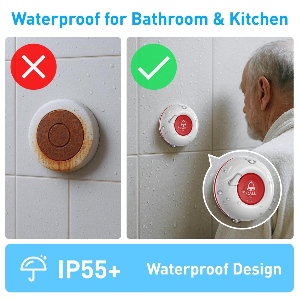 Wireless Caregiver Pager System - Call Button for Elderly Emergency Alert
