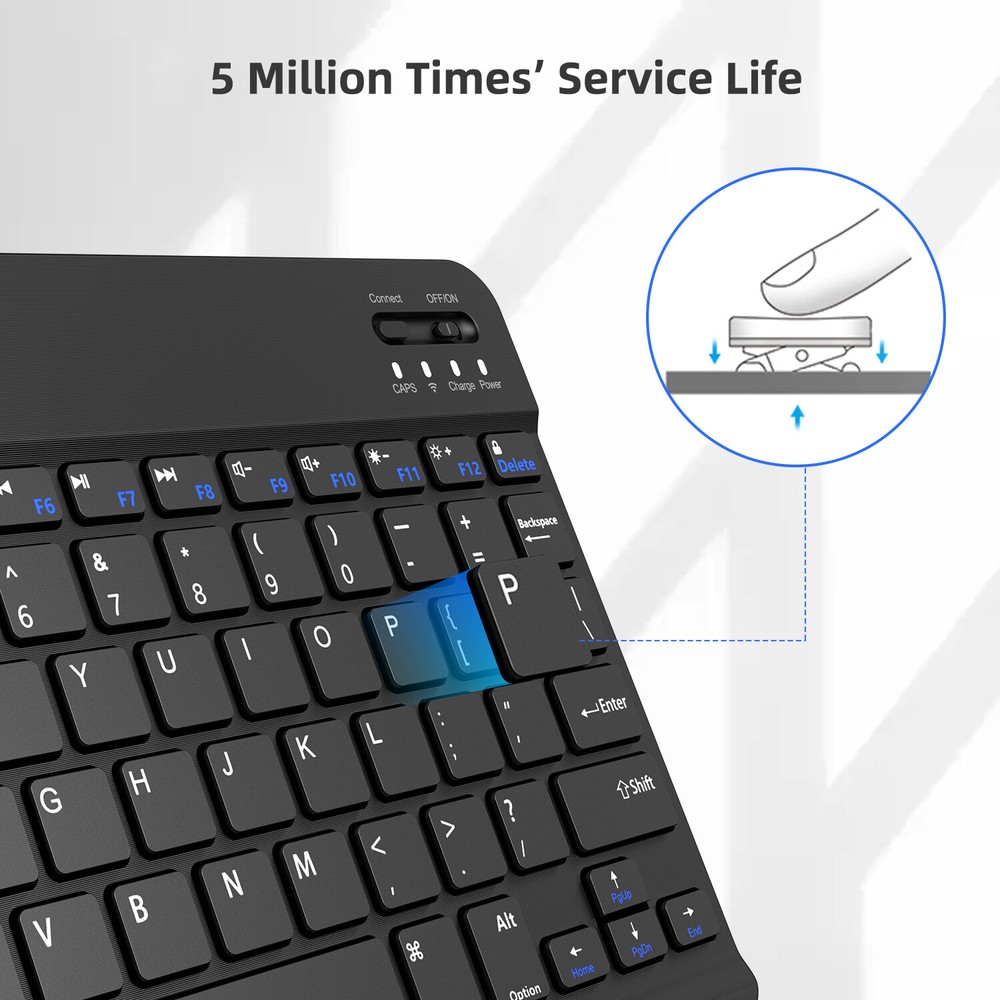 For Laptop PC Mac iPhone Samsung 10''Wireless Bluetooth Quiet Keyboard+Mouse Set