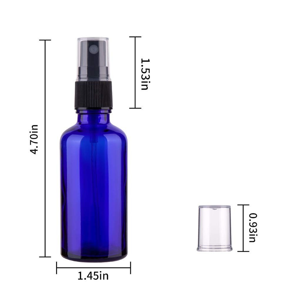2oz Blue Glass Mist Spray Bottles for Essential Oils, 3 Pack