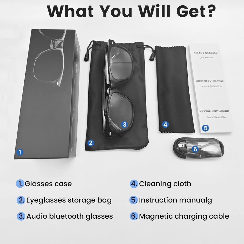 Smart Bluetooth Glasses, Touch Control, UV Protection, Voice Control for All