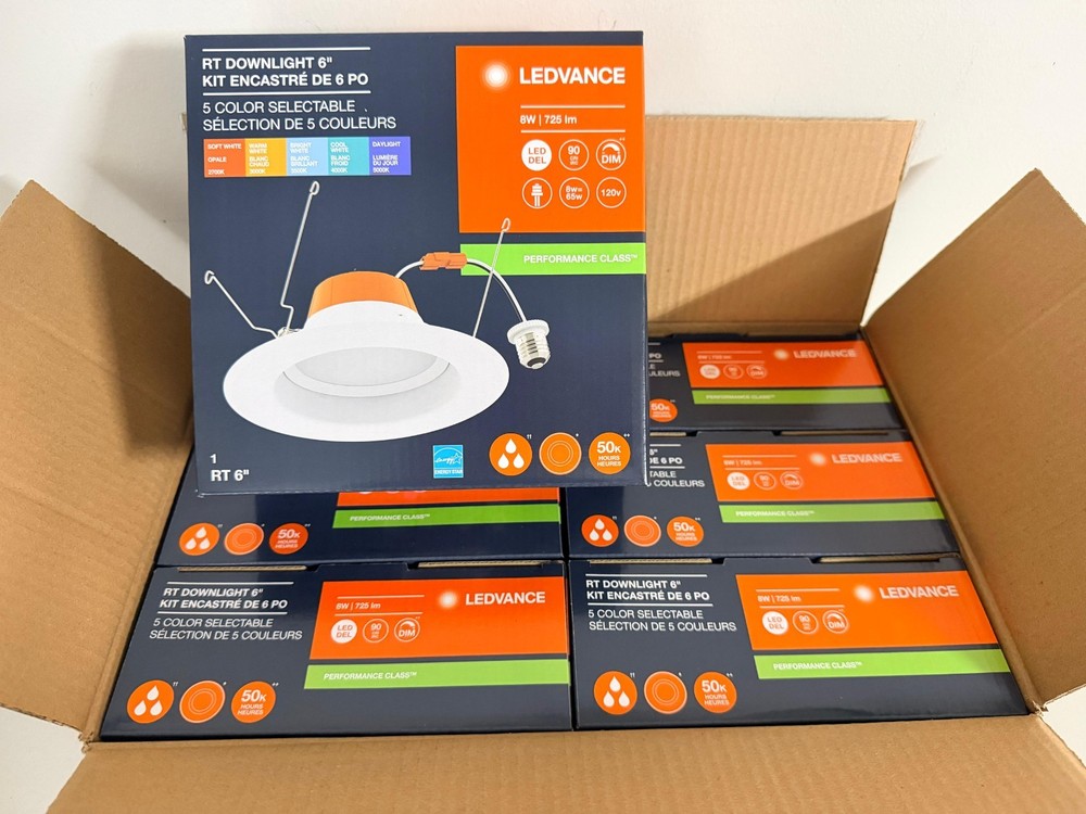 6X Sylvania Ledvance 6" Rt Downlight Kit 62868 Dimmable 5 Color Selectable