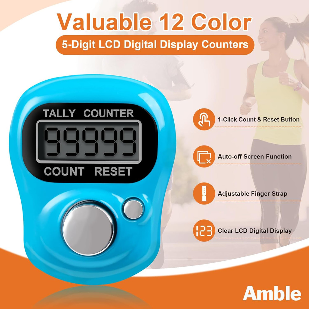 12 Pack Electronic Finger Counter, 5 Digit LCD Electronic Digital Display