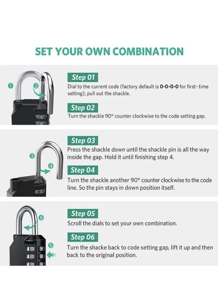 25 pc 4 Digit Combination Padlock Waterproof Heavy Duty Resettable Security Lock