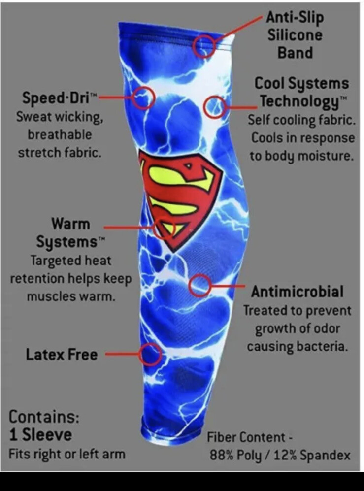 DC Comics Superman Logo Athletic Sports Compression Leg Sleeve Medium