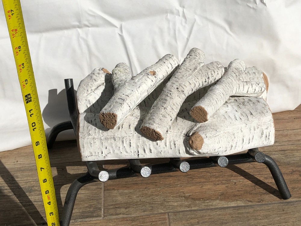 PIECE DECORATIVE REALISTIC FLAME CERAMIC WOOD BIRCH FIREPIT LOG SET 5 piece