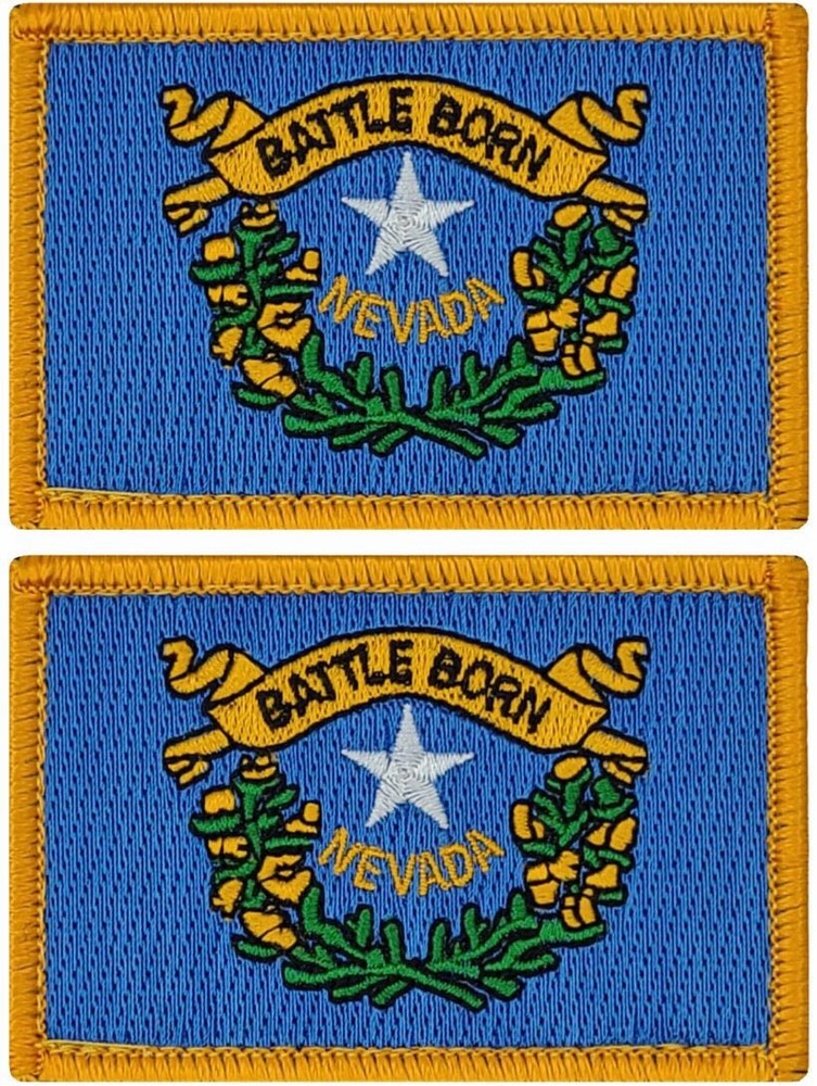 Nevada State Flag Battle Born Embroidered Patch |2PC  HOOK BACKING 3"x2"
