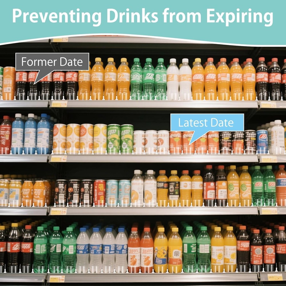 Drink Organizer for Fridge, 5 Row Automatic Pusher Glide, Adjustable Width Soda