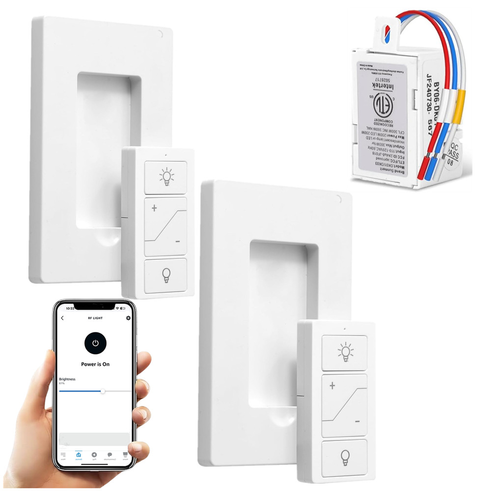 Smart Remote Light Switch, 2 Remotes for Multi-Location Control, Works with Alex