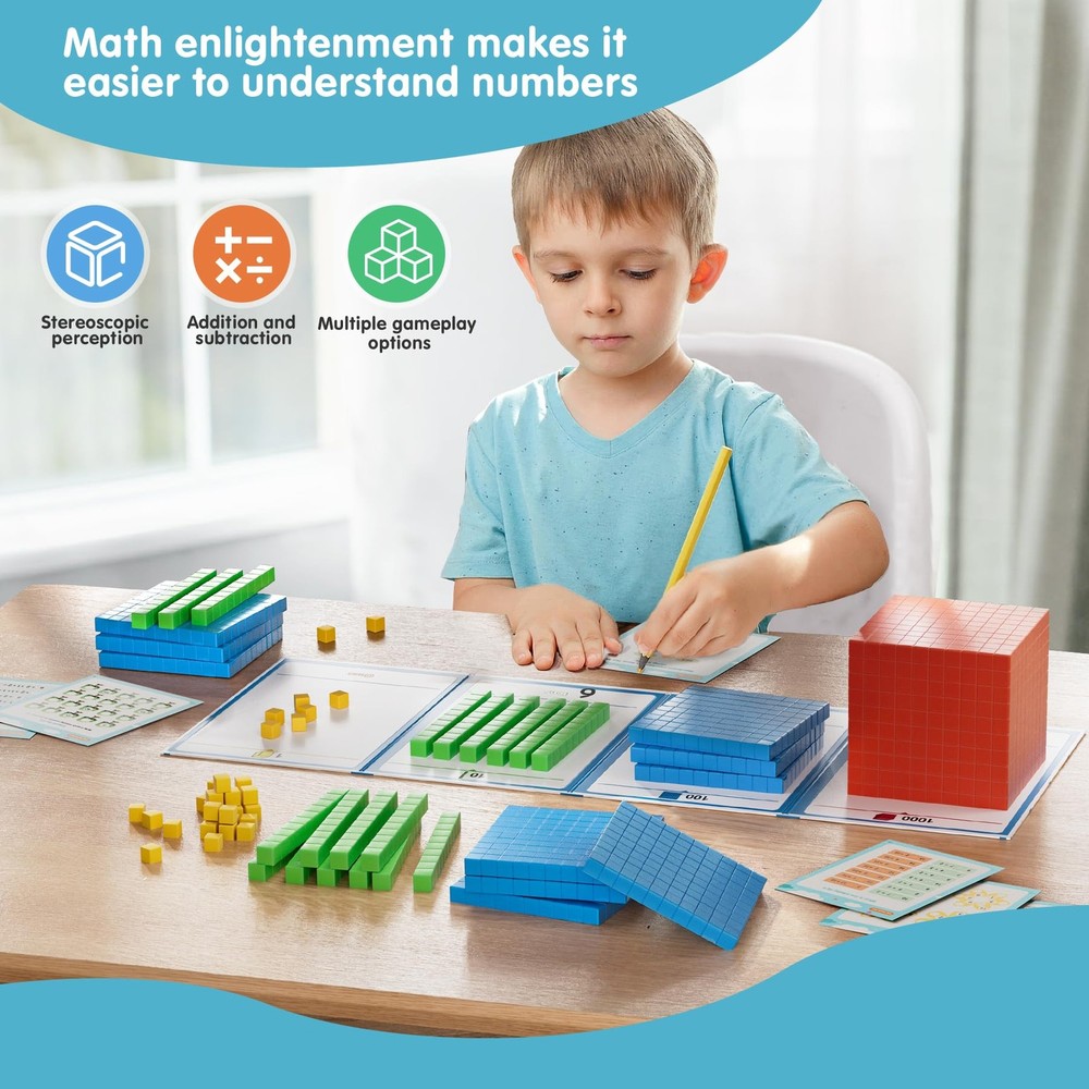 Plastic Base Ten Blocks 143 pcs Place Value Blocks Kindergarten Counting Cube...