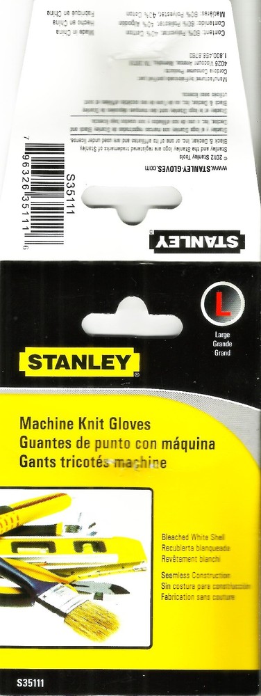 White string machine knit Warehouse & Chore GLOVES Ambidextrous STANLEY S35111