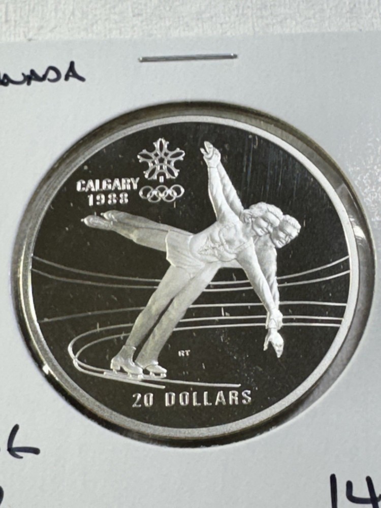 1987 Canada 20 Dollar Large Silver Proof Olympic Commemorative Figure Skating