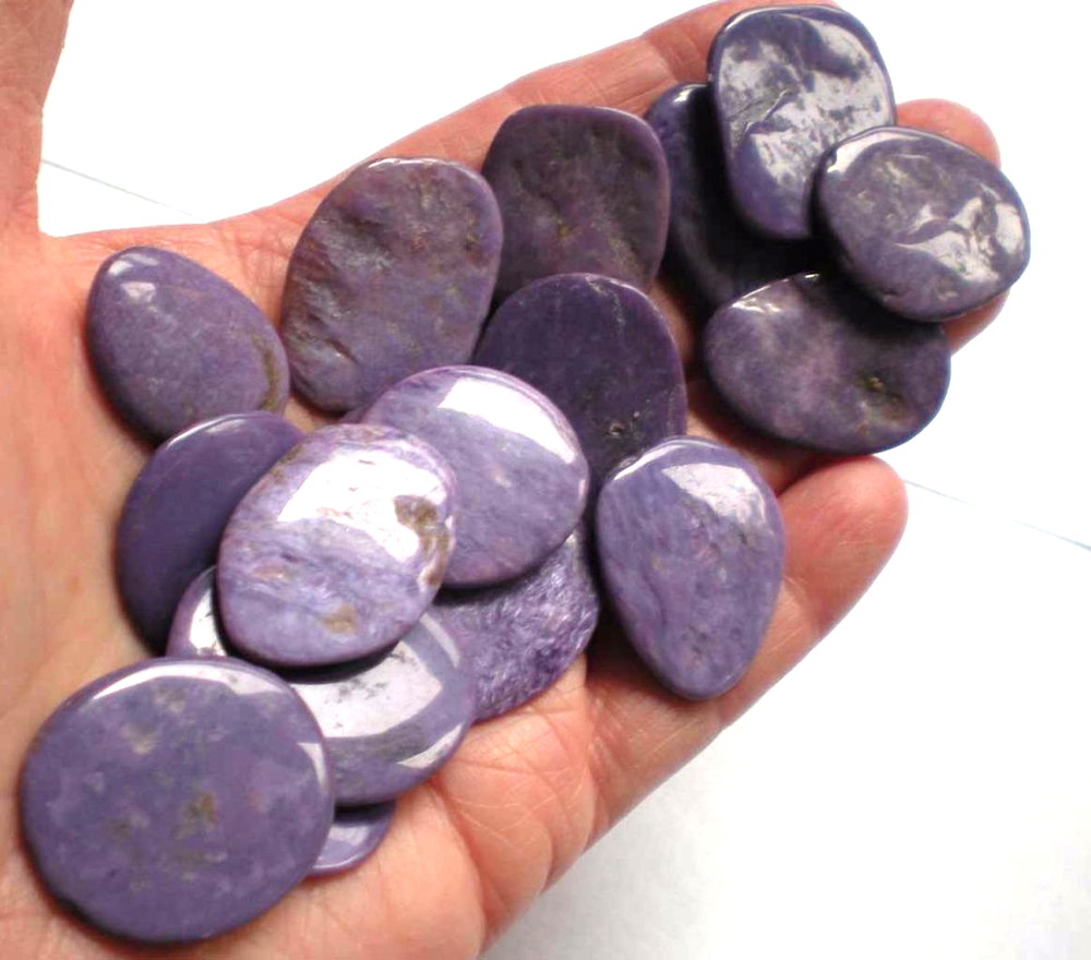 Charoite Flat Tumbled Stones - 17 stones rt565