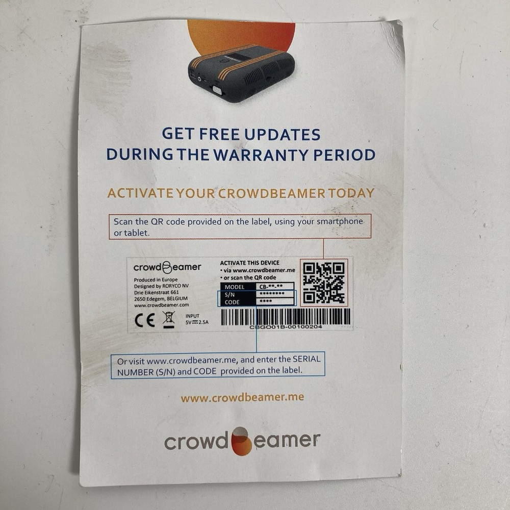 Crowdbeamer GO Mobile Wireless Presentation Streamer 25 clients CB-GO-010 Crowd