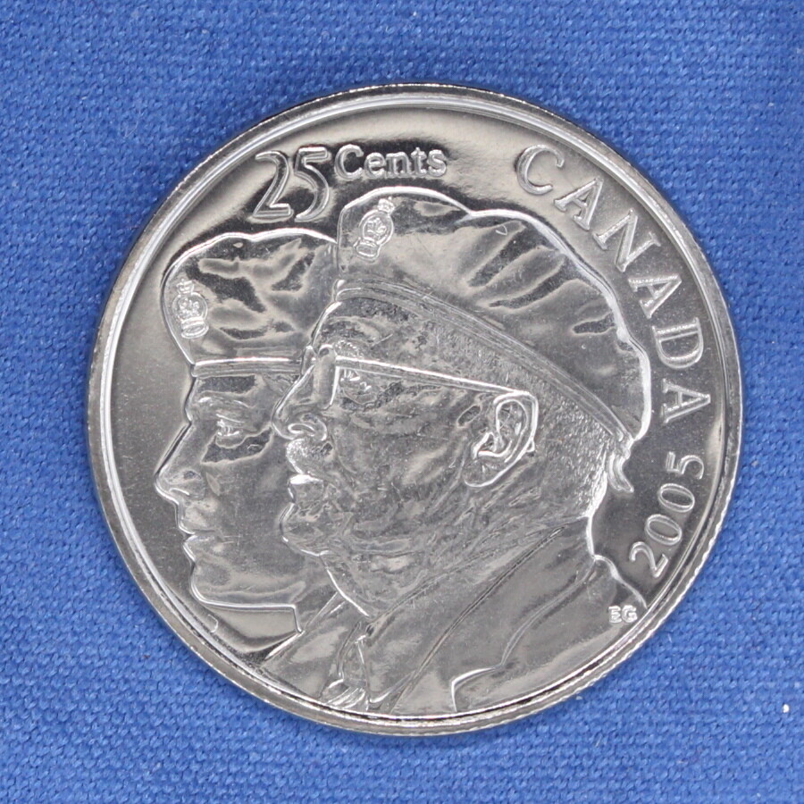 Canada 2005 Quarter (25 Cents) from a Mint Roll - Veterans Reverse