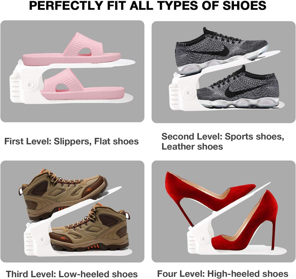 Neprock Shoe Slots Organizer, 20 Pack Adjustable Shoe Rack Stacker Storage Space