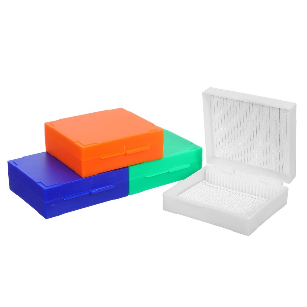 4 Pcs Microscope Accessories Plastic Rectangle Slide Holder Storage Case