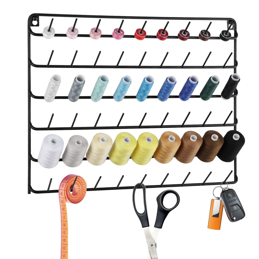 Thread Holder Wall 54 Spools Sewing Thread Rack Wall Mount Embroidery Spool O...
