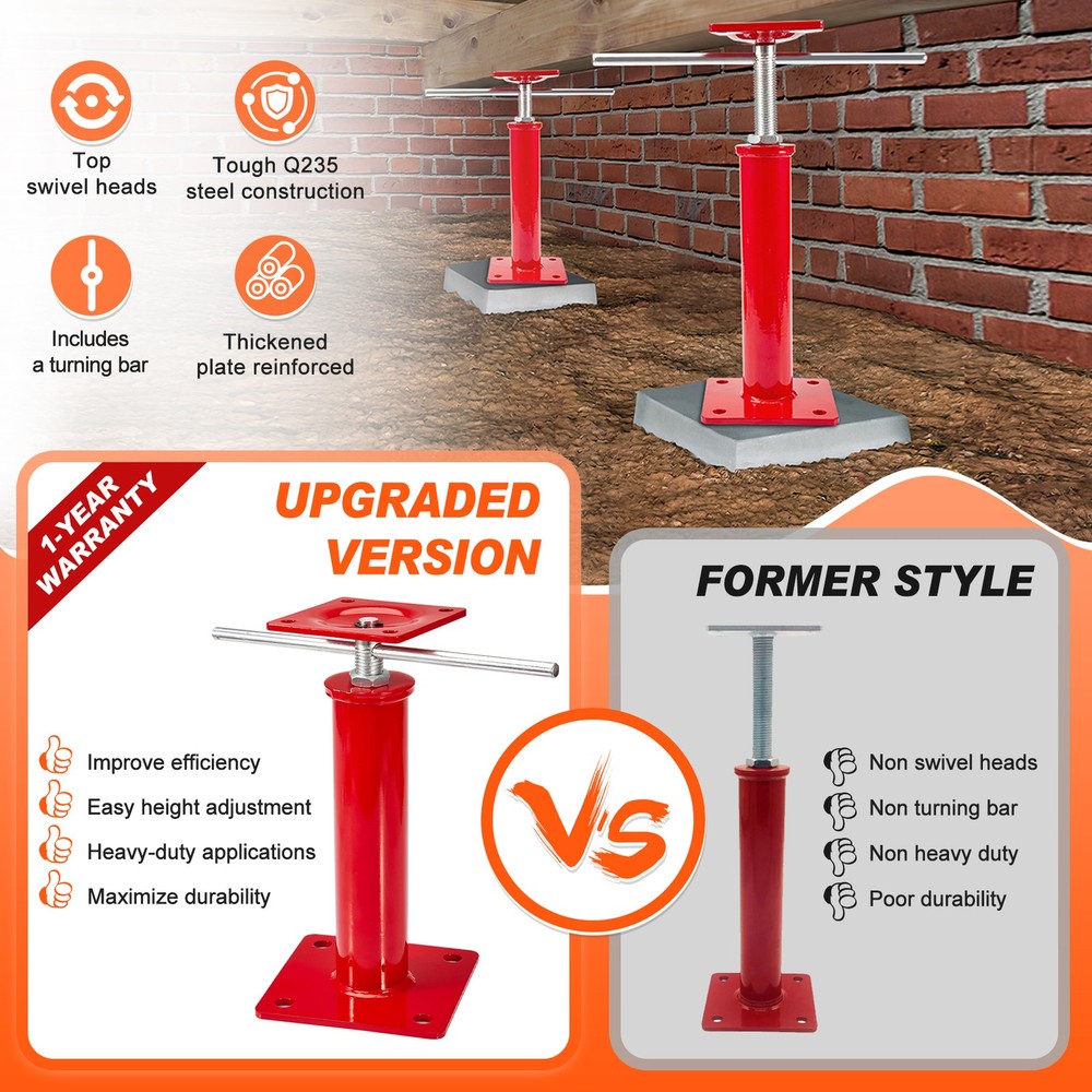 2PC Floor Leveling Lift Post Sagging Beam Jack Column Support House Remodel Tool