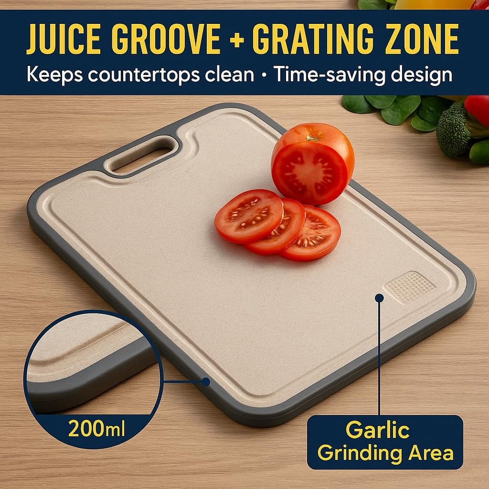 Stainless Steel Cutting Board, Knife-Friendly Double Sided Cutting Board with...