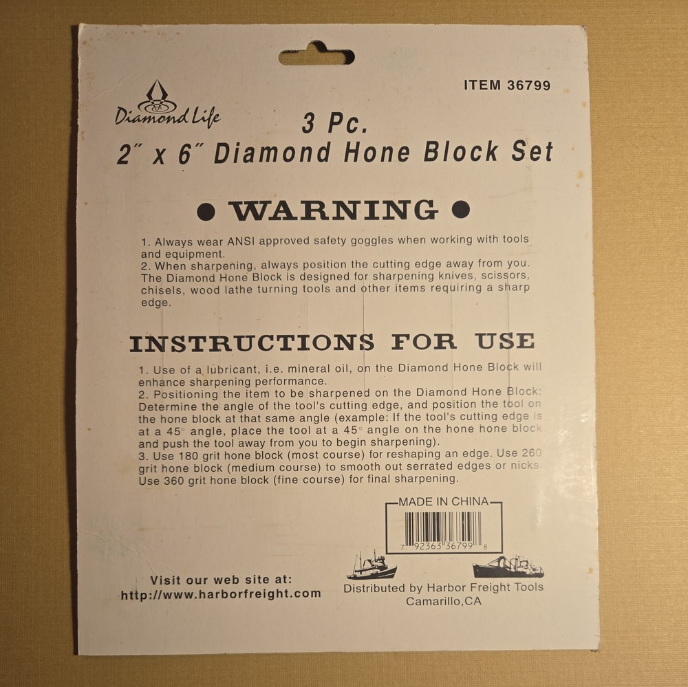 3pc 2 X6 DIAMOND HONE BLOCK SET SHARPENING DIAMOND LIFE STONE