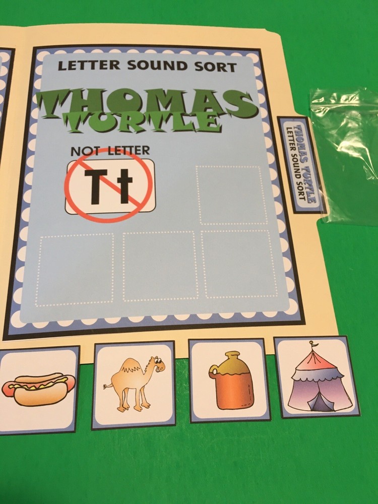 Thomas Turtle - Letter Tt - DIY File Folder game - Printed / Uncut