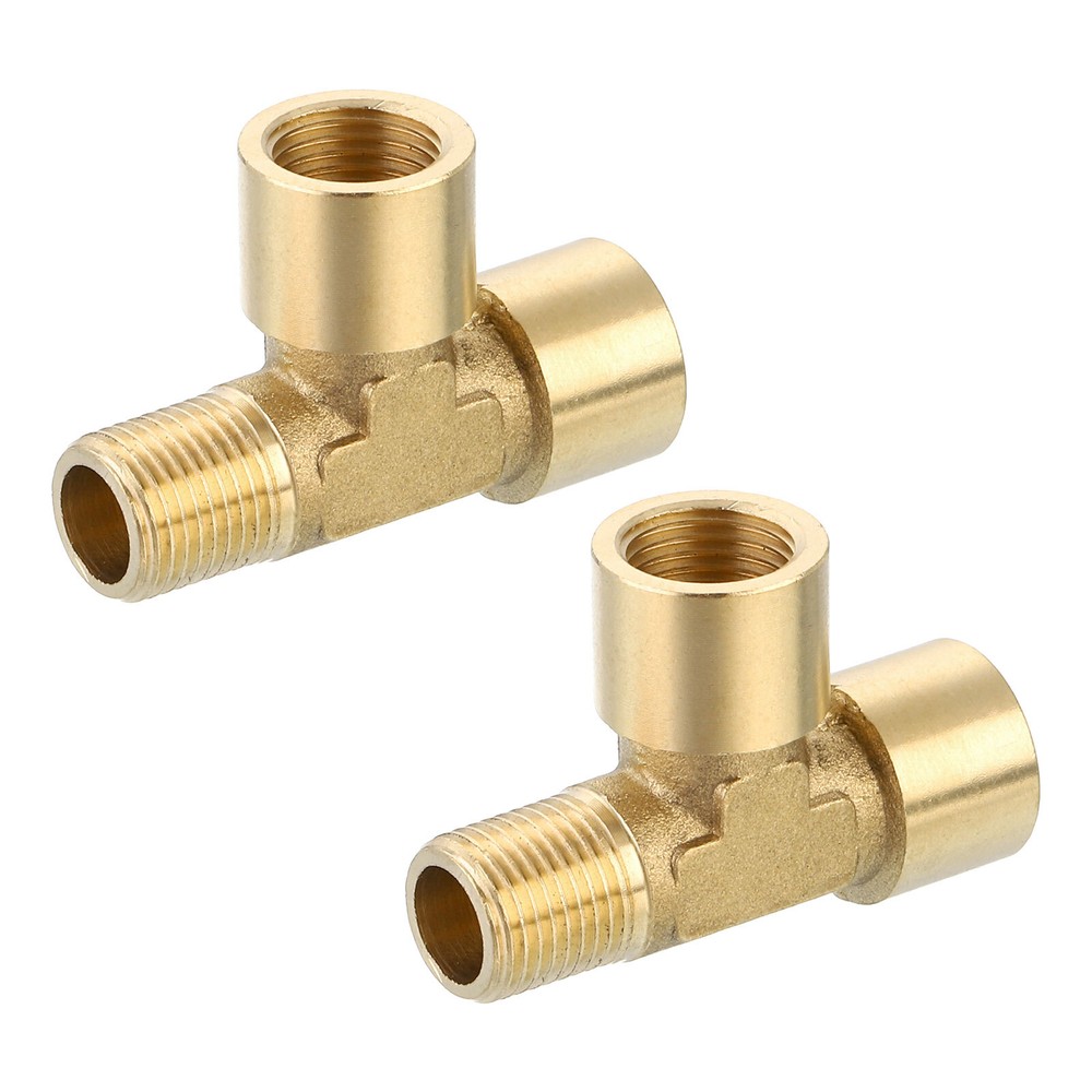 Brass Tee Pipe Fitting, G1/8" 3 Way T-Connector Fitting Coupler Adapter, 2pcs