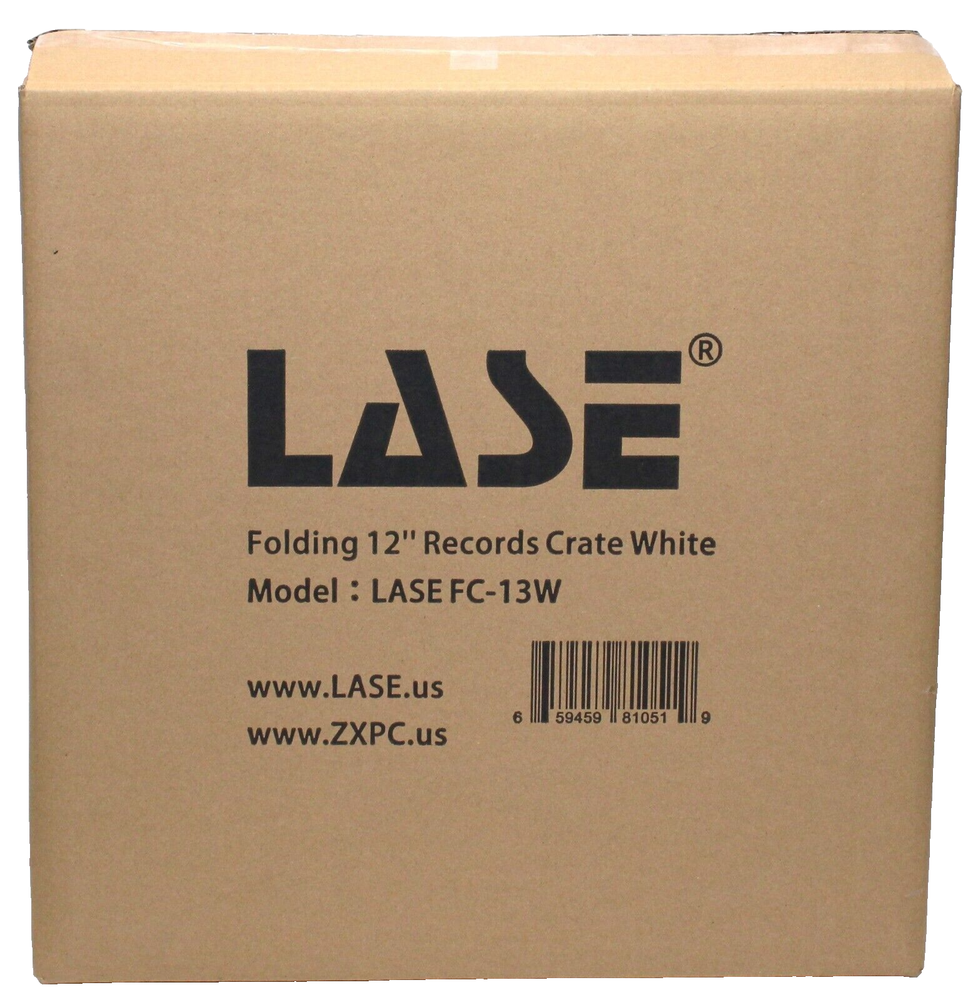 12"/LP Vinyl Record White Plastic Case Foldable-Road/Storage Stackable(80 vinyl)