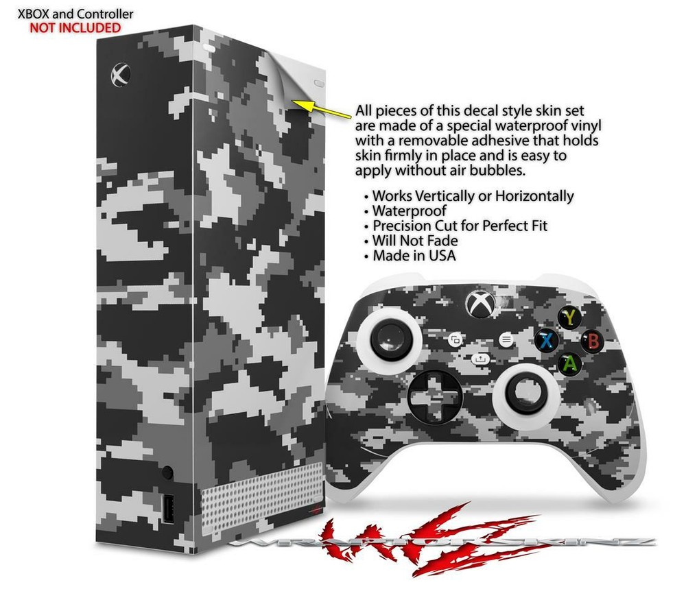 Skins XBOX Series S Console Controller WraptorCamo Digital Camo Gray