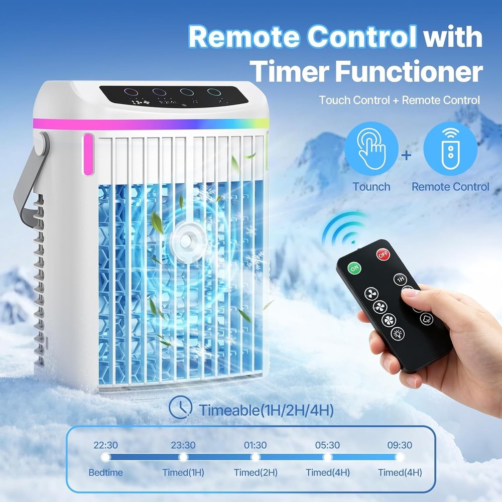 Mini Portable AC 4-in-1 Evaporative Cooler Fan with Remote 1000ML