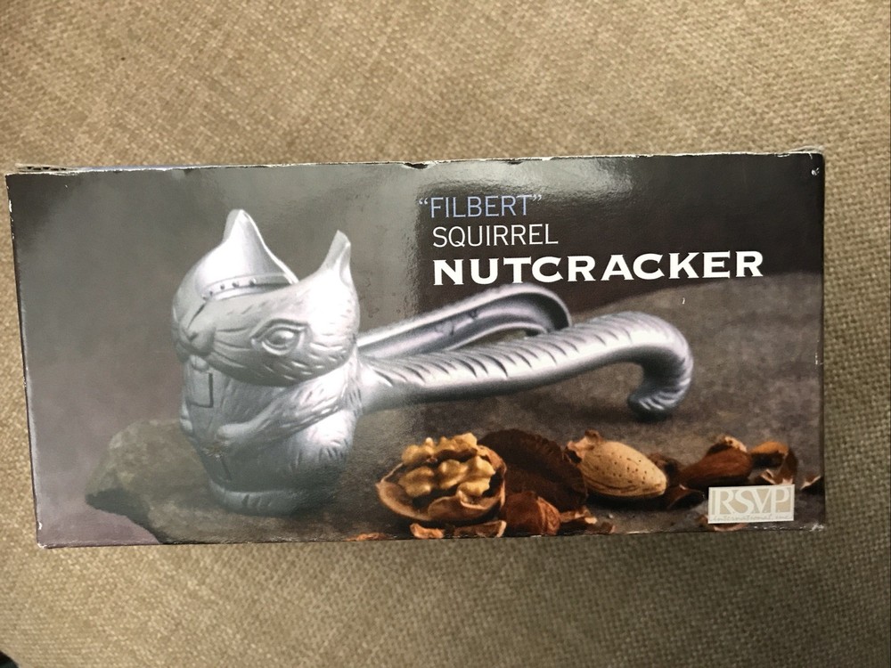 RSVP Cast Aluminum Filbert Squirrel Nutcracker Spring Squeeze Tail Original Box