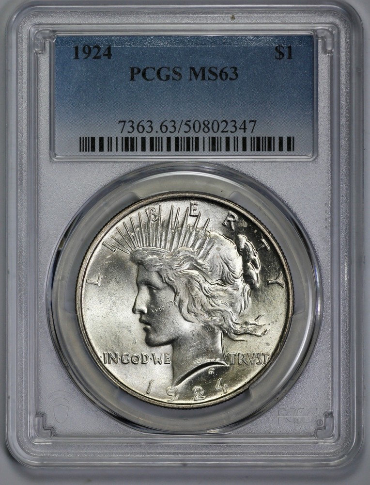 1924 Peace Silver $1 Dollar PCGS MS 63